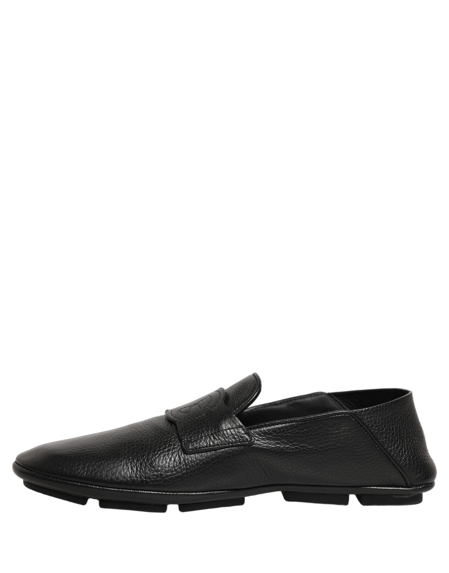 Dolce & Gabbana Black Deerskin Leather Driver Loafers