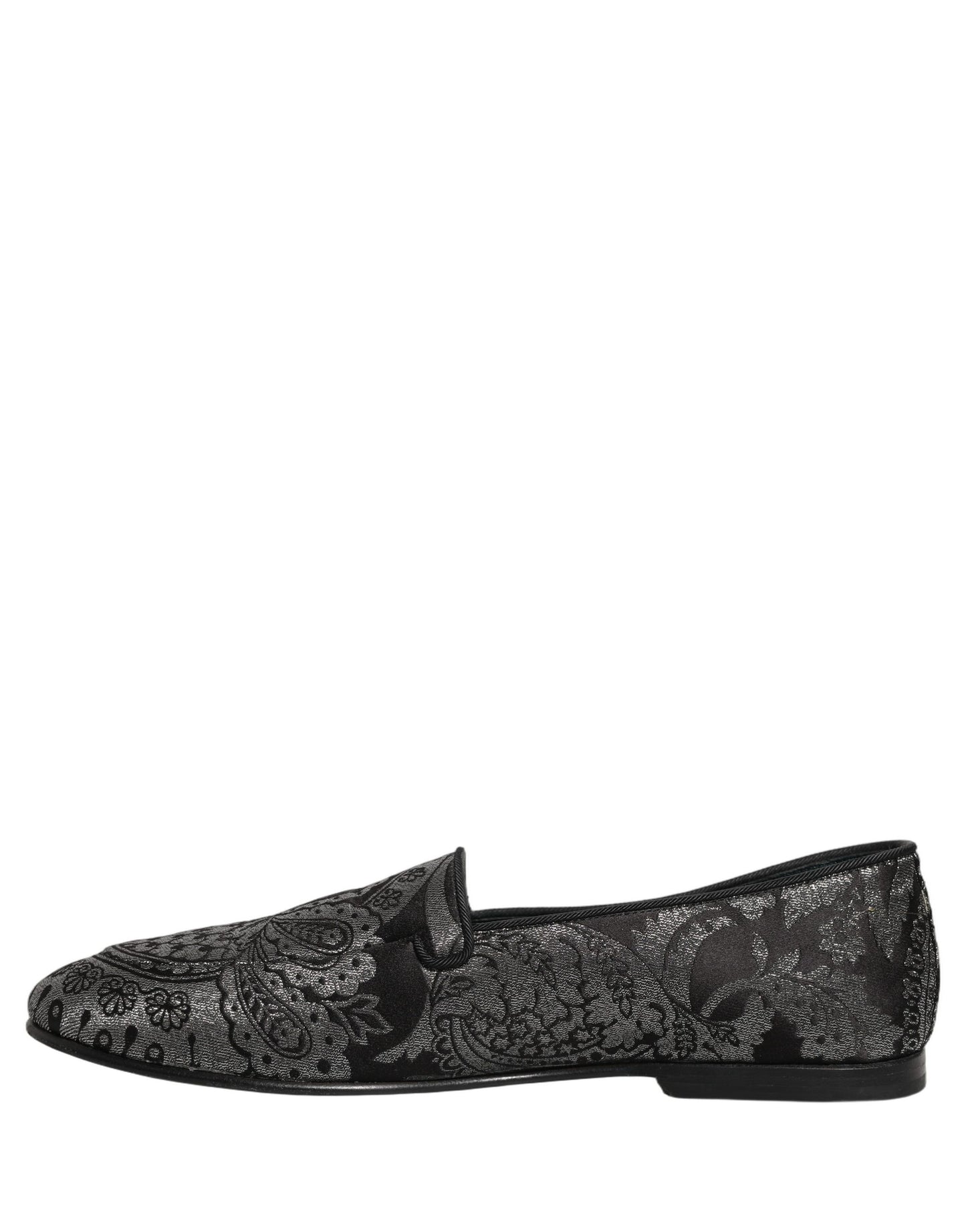 Dolce & Gabbana Silver Jacquard Leather Slip-On Loafers