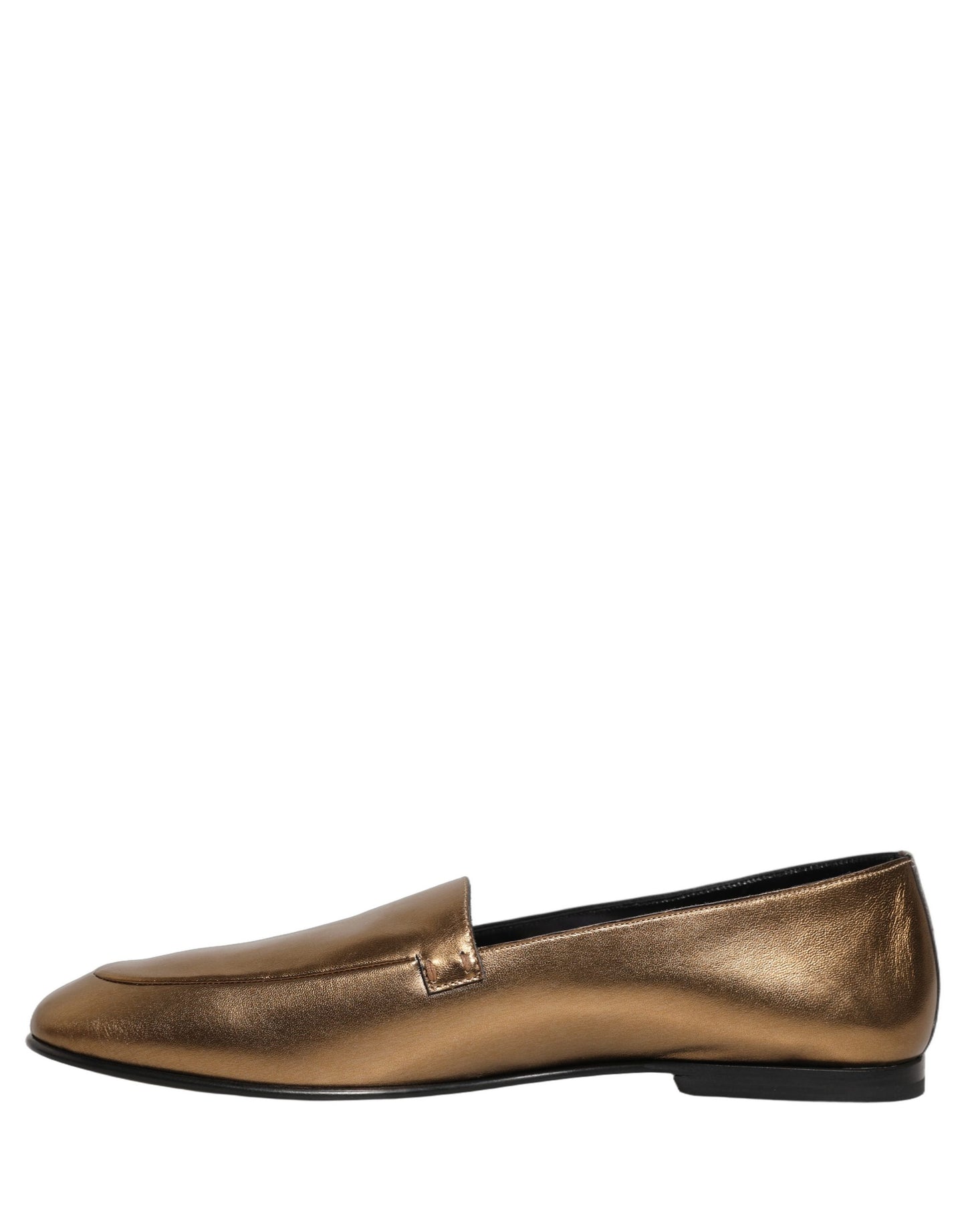 Dolce & Gabbana Gold Leather DG Logo Slip On Men Loafers