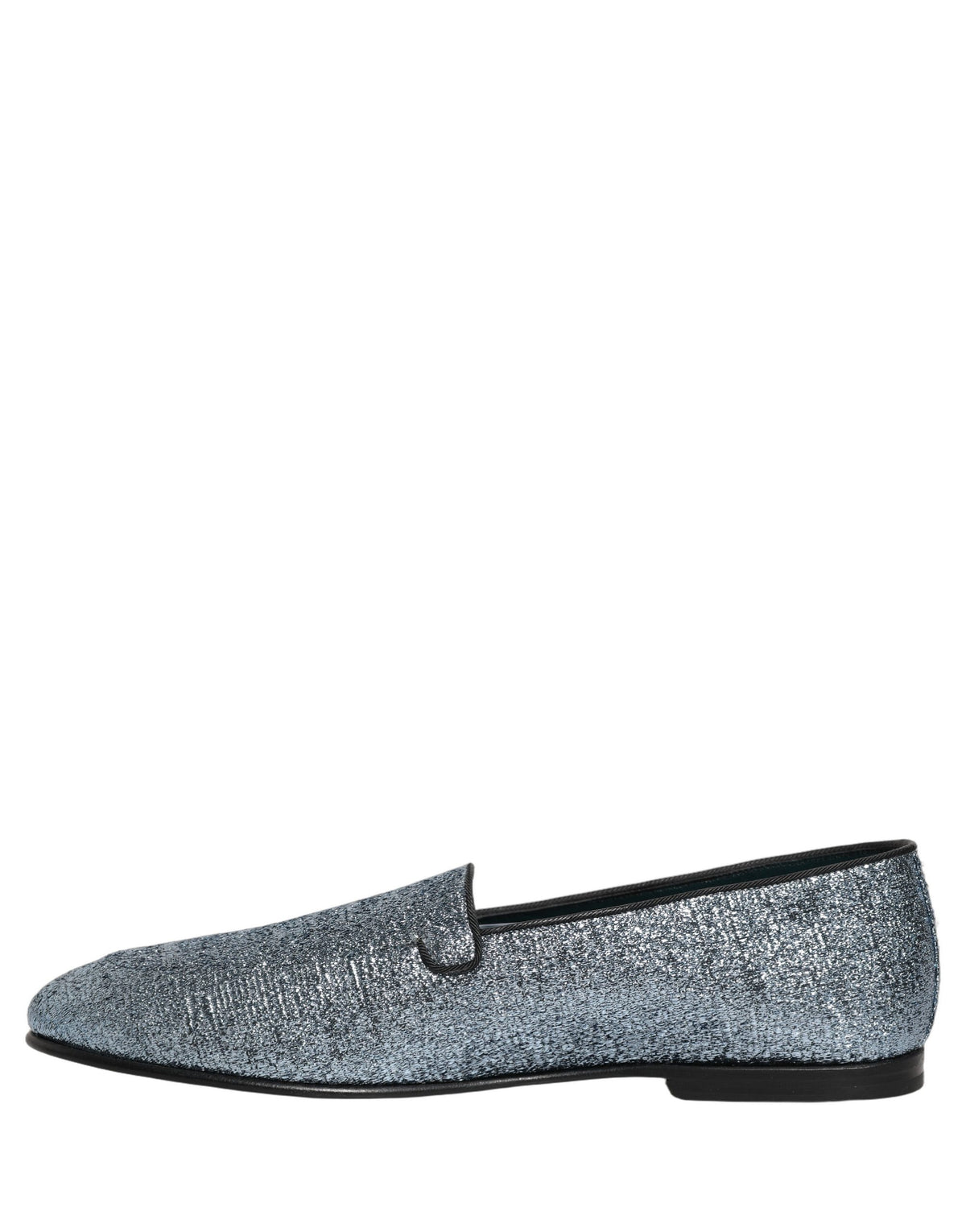 Dolce & Gabbana Blue Glitter Lurex DG Logo Dress Loafers