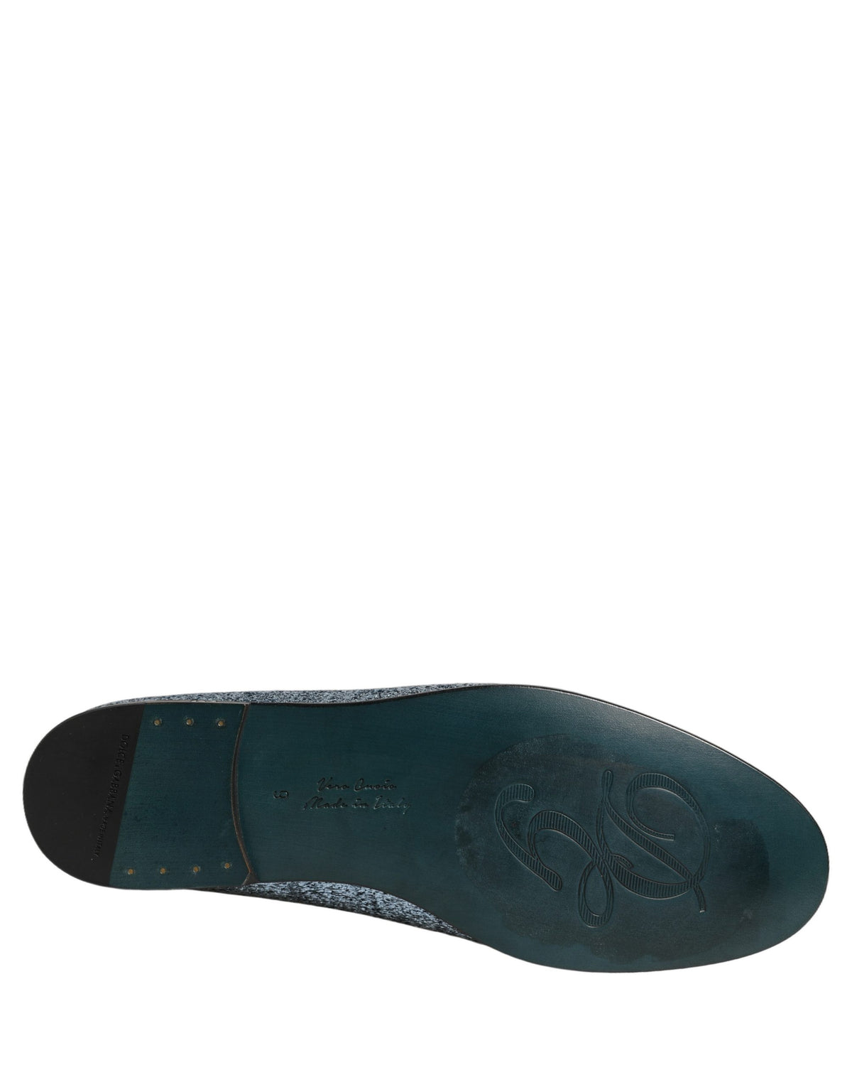 Dolce & Gabbana Blue Glitter Lurex DG Logo Dress Loafers