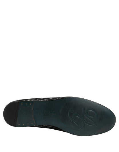 Dolce & Gabbana Black Velvet Diamond Stitched Loafers