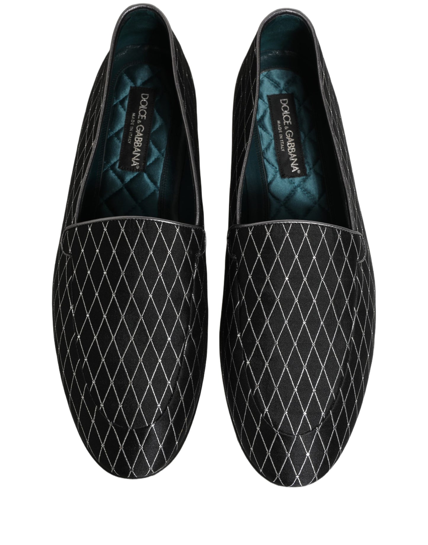 Dolce & Gabbana Black Velvet Diamond Stitched Loafers