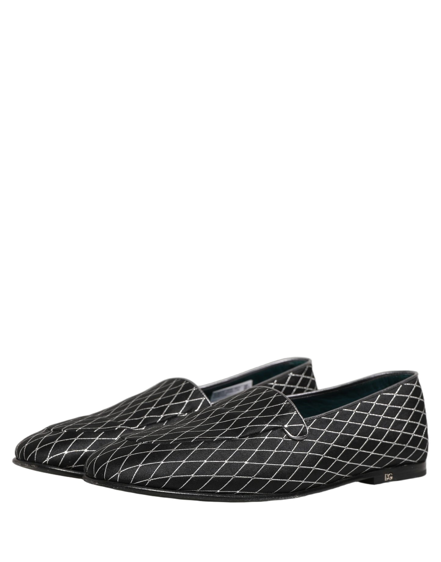 Dolce & Gabbana Black Velvet Diamond Stitched Loafers