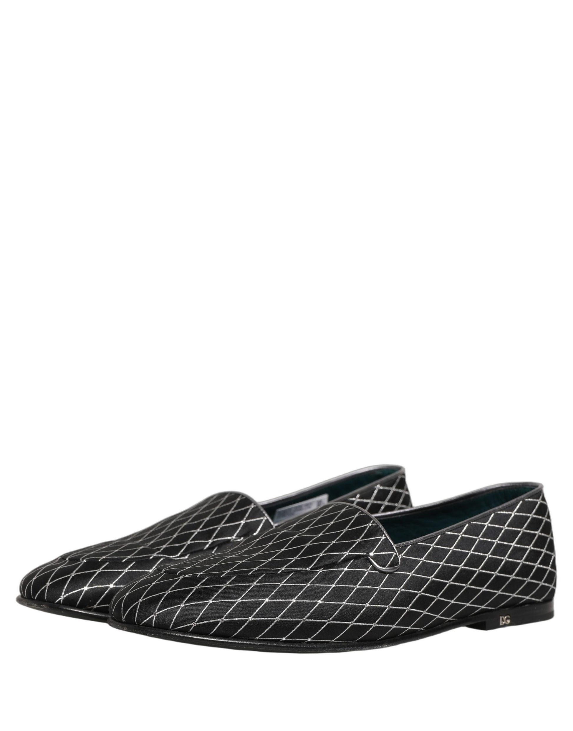 Dolce & Gabbana Black Velvet Diamond Stitched Loafers