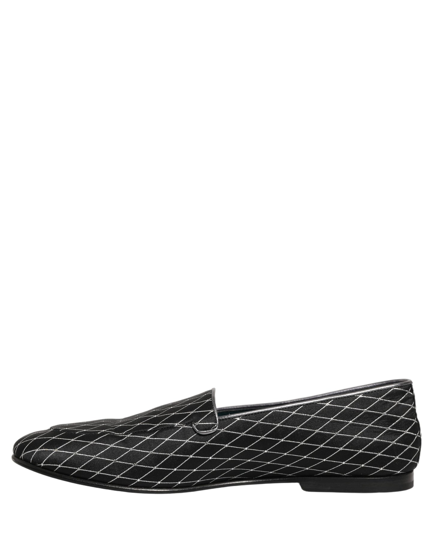 Dolce & Gabbana Black Velvet Diamond Stitched Loafers