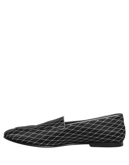 Dolce & Gabbana Black Velvet Diamond Stitched Loafers