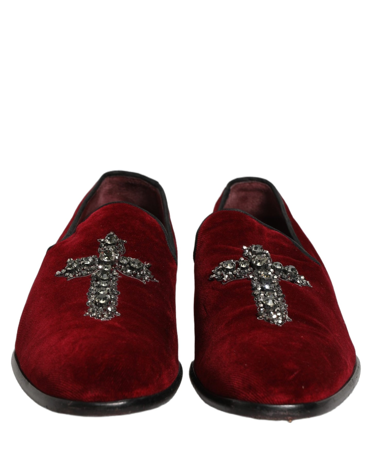 Dolce & Gabbana Maroon Suede Cross Slip On Dress Loafers