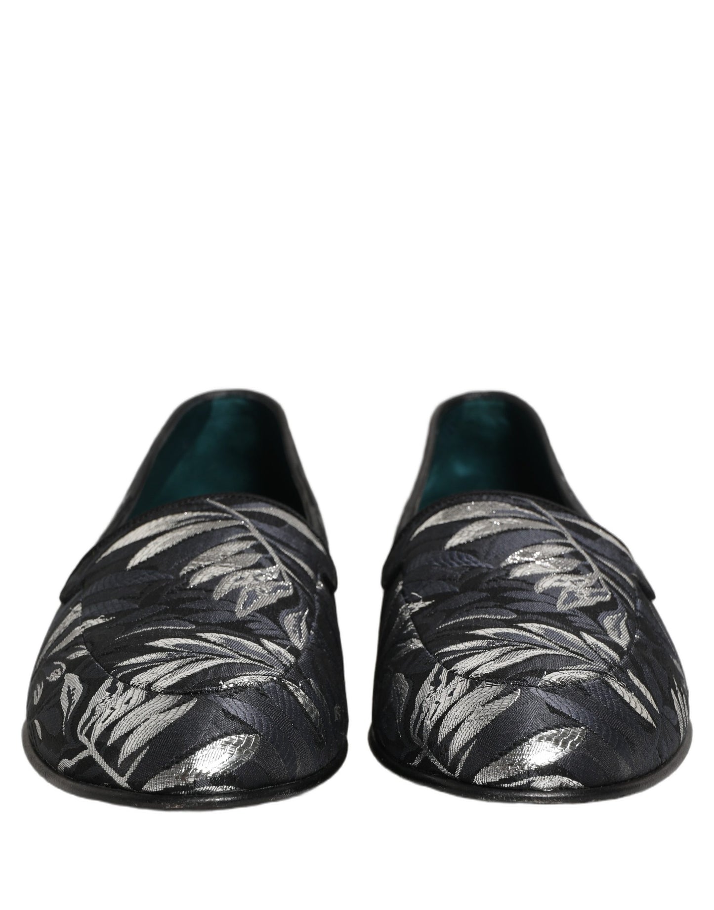 Dolce & Gabbana Black Leaf Embroidery Dress Loafers