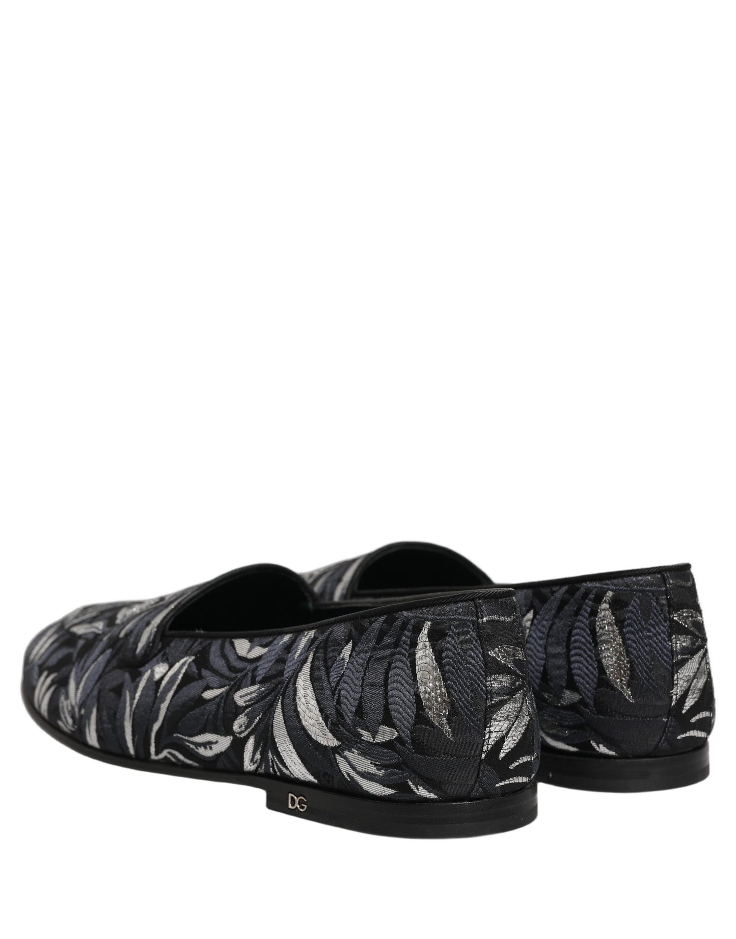 Dolce & Gabbana Black Leaf Embroidery Dress Loafers