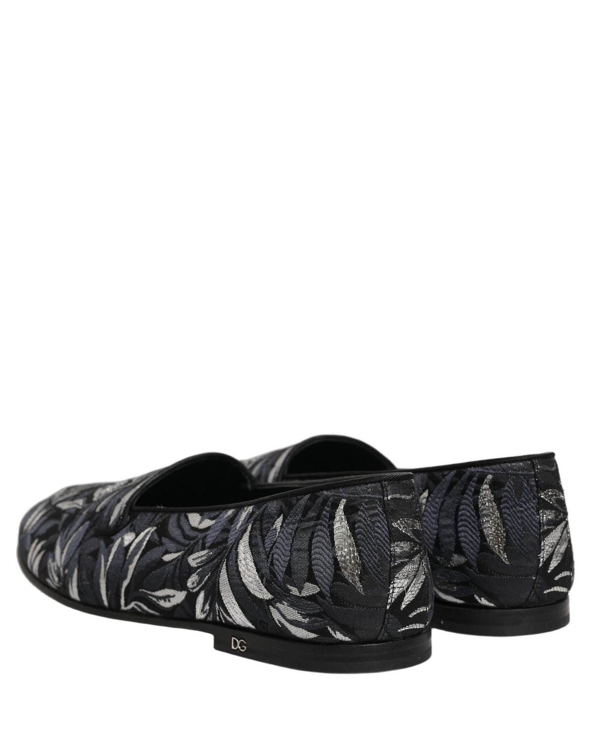 Dolce & Gabbana Black Leaf Embroidery Dress Loafers