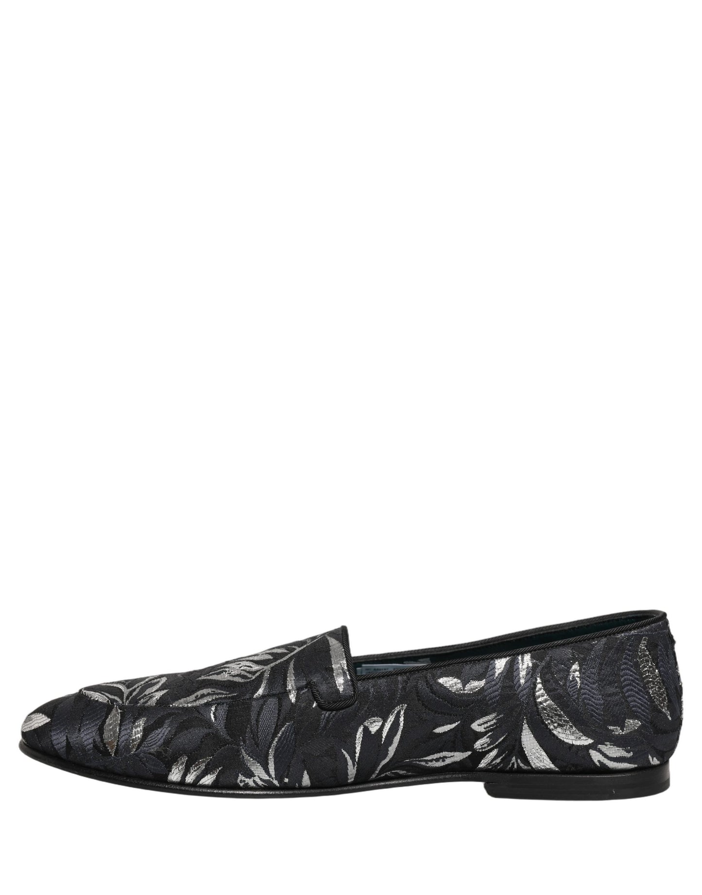 Dolce & Gabbana Black Leaf Embroidery Dress Loafers