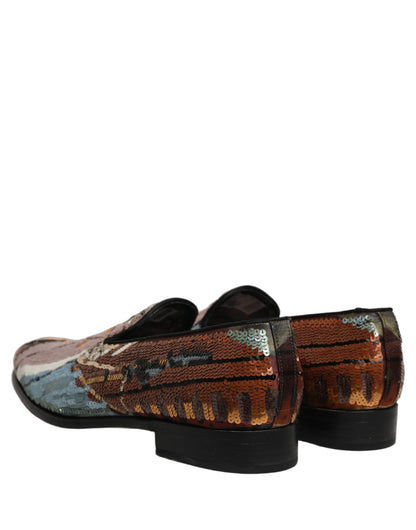 Dolce & Gabbana Multicolor Embroidered Sequin Loafers