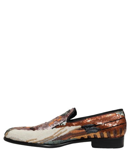 Dolce & Gabbana Multicolor Embroidered Sequin Loafers