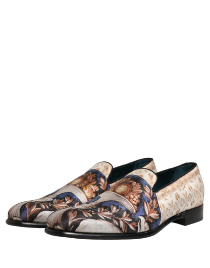 Dolce & Gabbana Multicolor Fruit Print Velvet Loafers