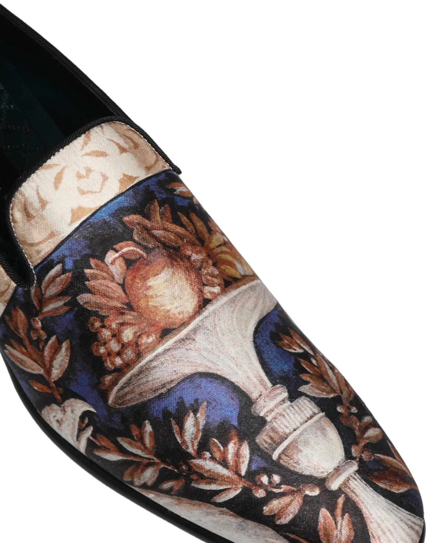 Dolce & Gabbana Multicolor Fruit Print Velvet Loafers