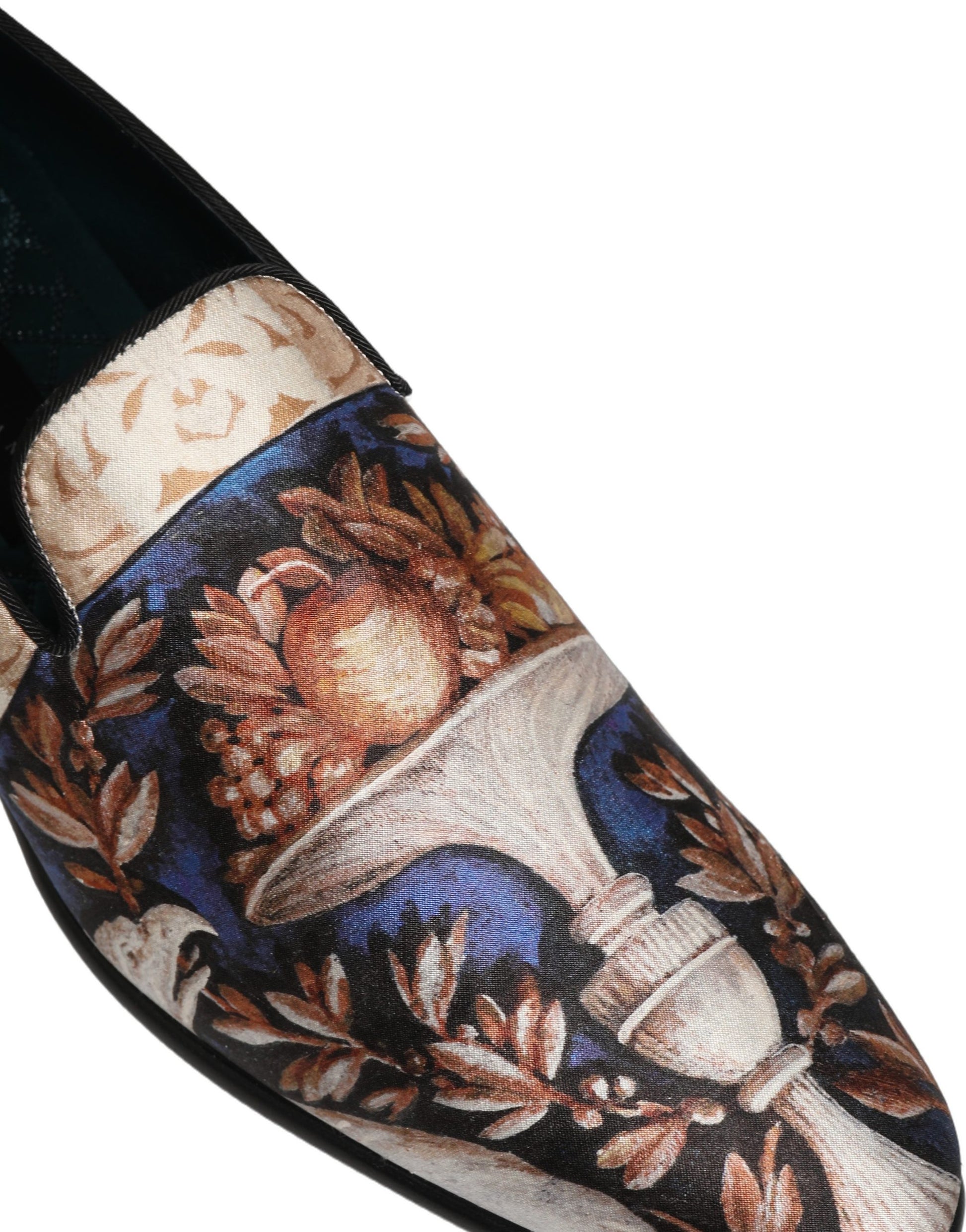 Dolce & Gabbana Multicolor Fruit Print Velvet Loafers