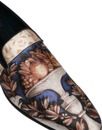 Dolce & Gabbana Multicolor Fruit Print Velvet Loafers