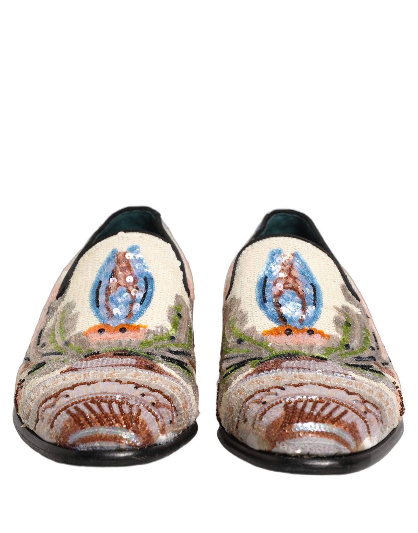 Dolce & Gabbana Multicolor Sequin Embroidered Loafers