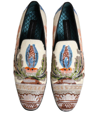 Dolce & Gabbana Multicolor Sequin Embroidered Loafers