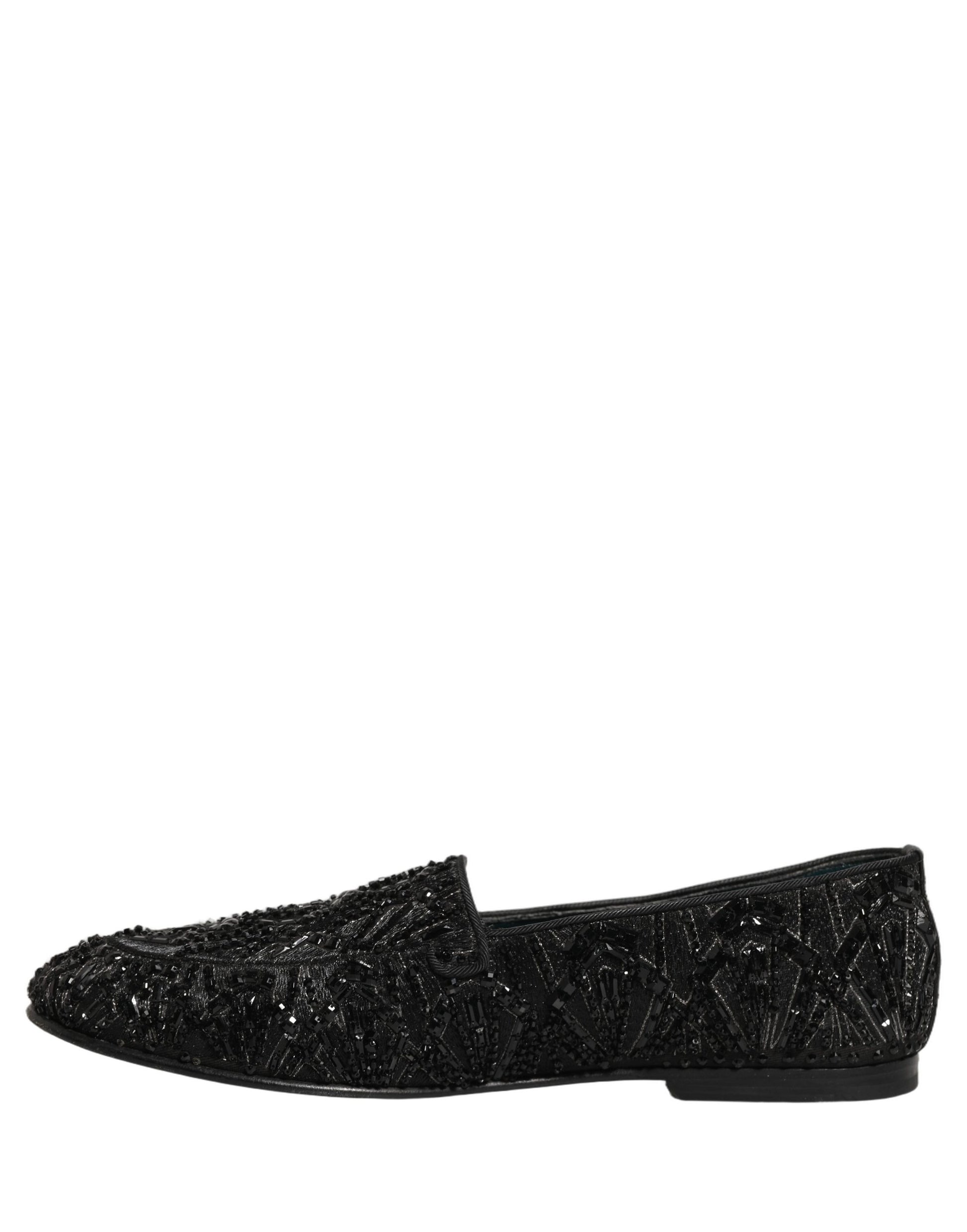 Dolce & Gabbana Black Velvet Embroidered Dress Loafers