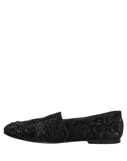 Dolce & Gabbana Black Velvet Embroidered Dress Loafers