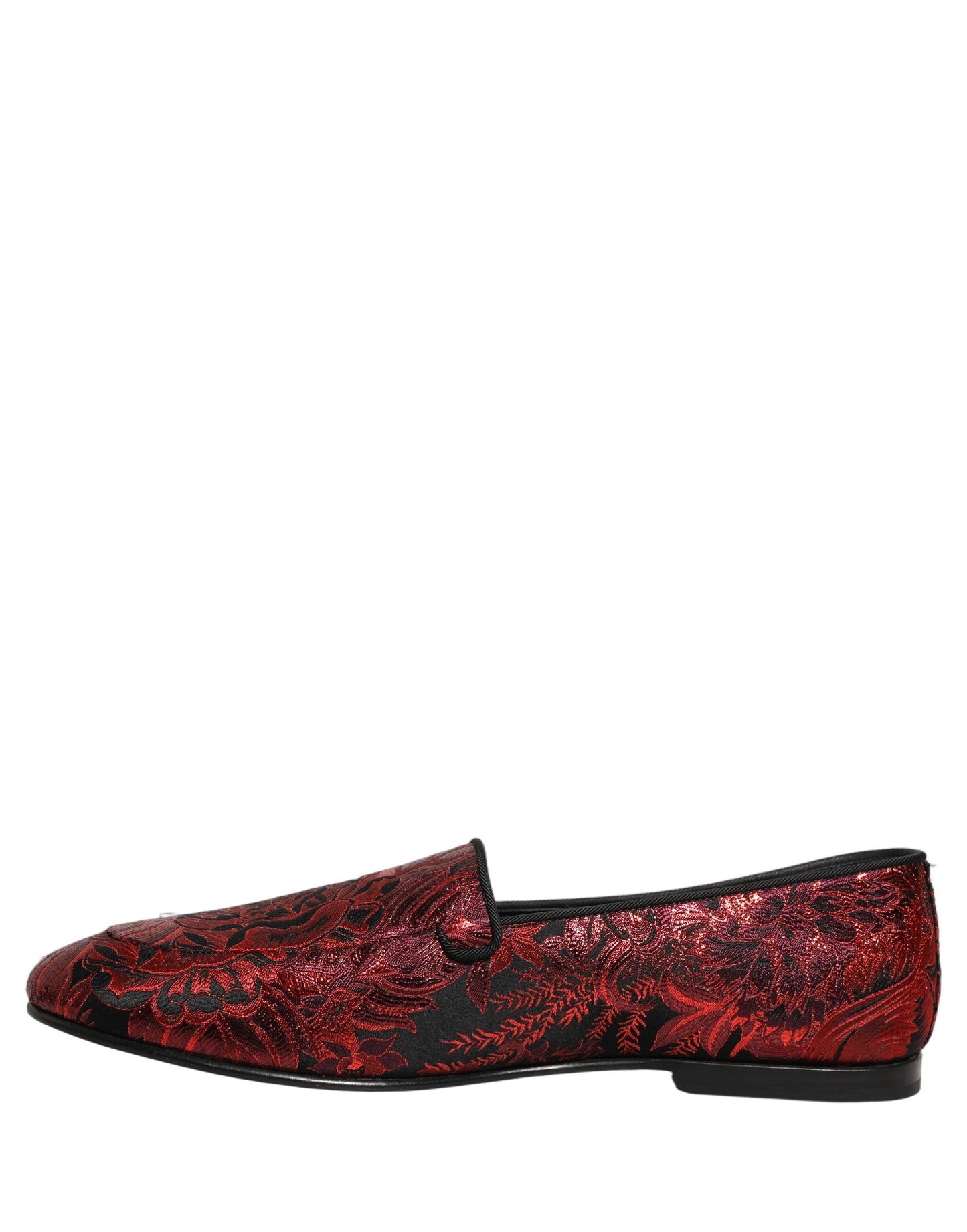 Dolce & Gabbana Red Floral Jacquard Slip-On Loafers