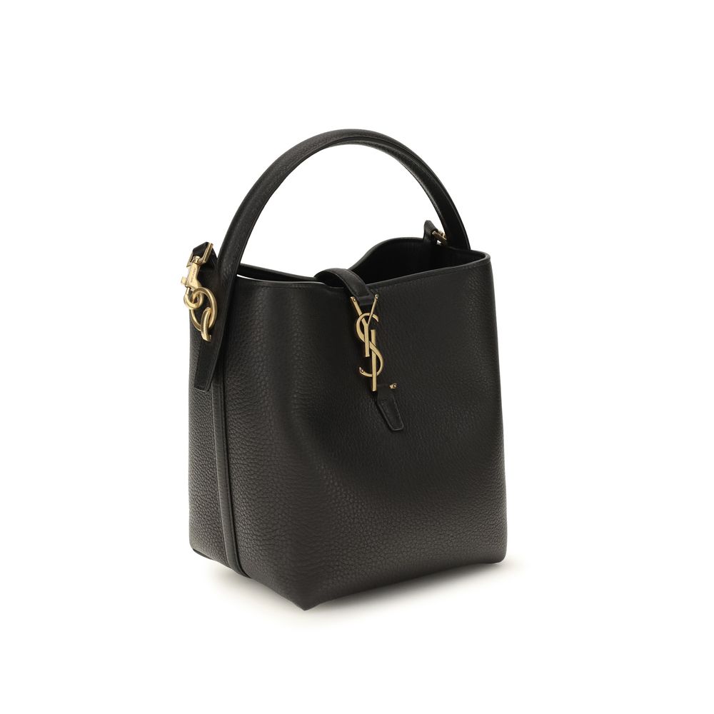 Saint Laurent Grained Black Calf Leather Le 37 Bucket Bag