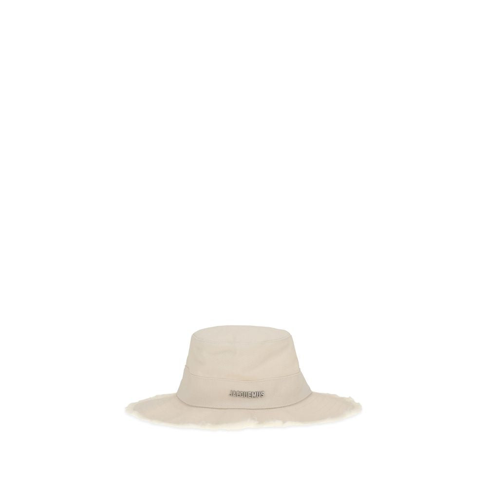 Jacquemus White Cotton Fringed Bucket Hat