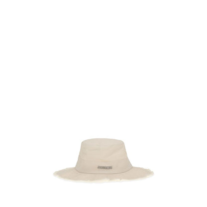 Jacquemus White Cotton Fringed Bucket Hat