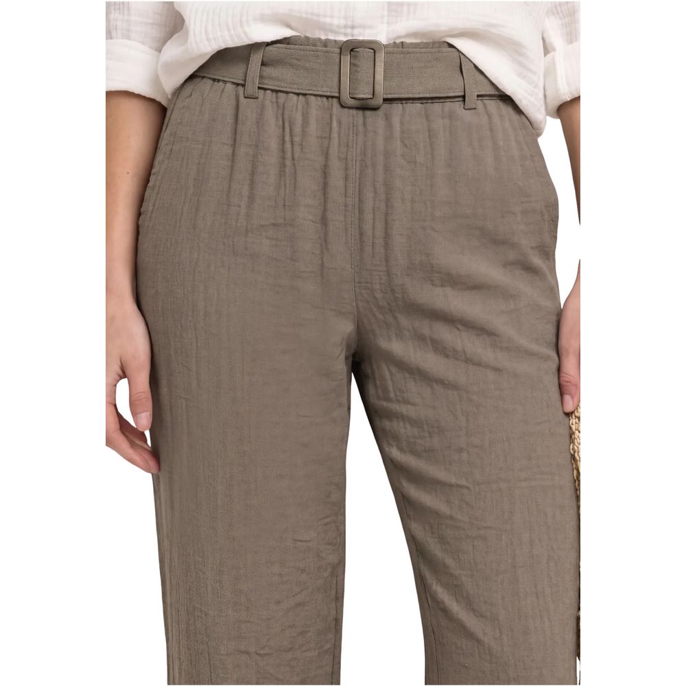 Street One Beige Viscose Casual Palazzo Trousers
