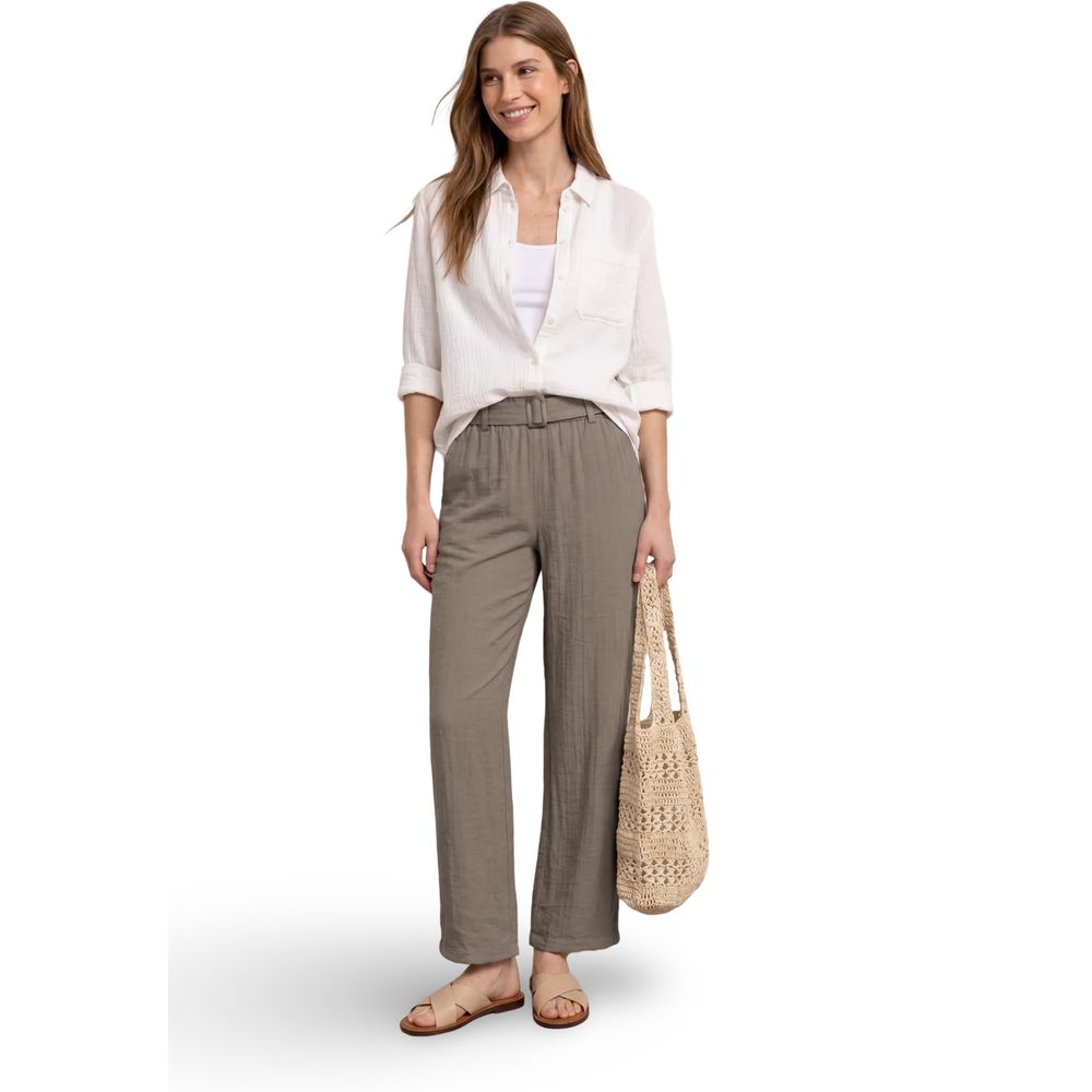 Street One Beige Viscose Casual Palazzo Trousers