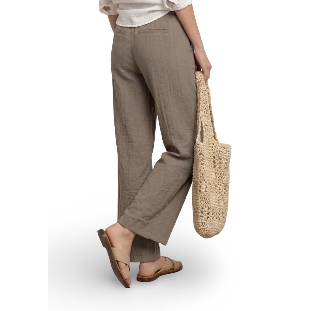 Street One Beige Viscose Casual Palazzo Trousers