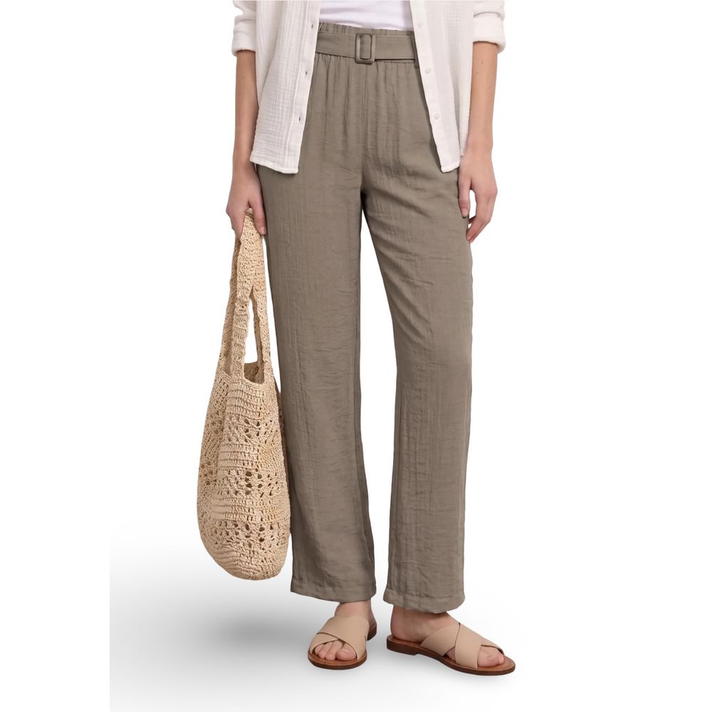 Street One Beige Viscose Casual Palazzo Trousers