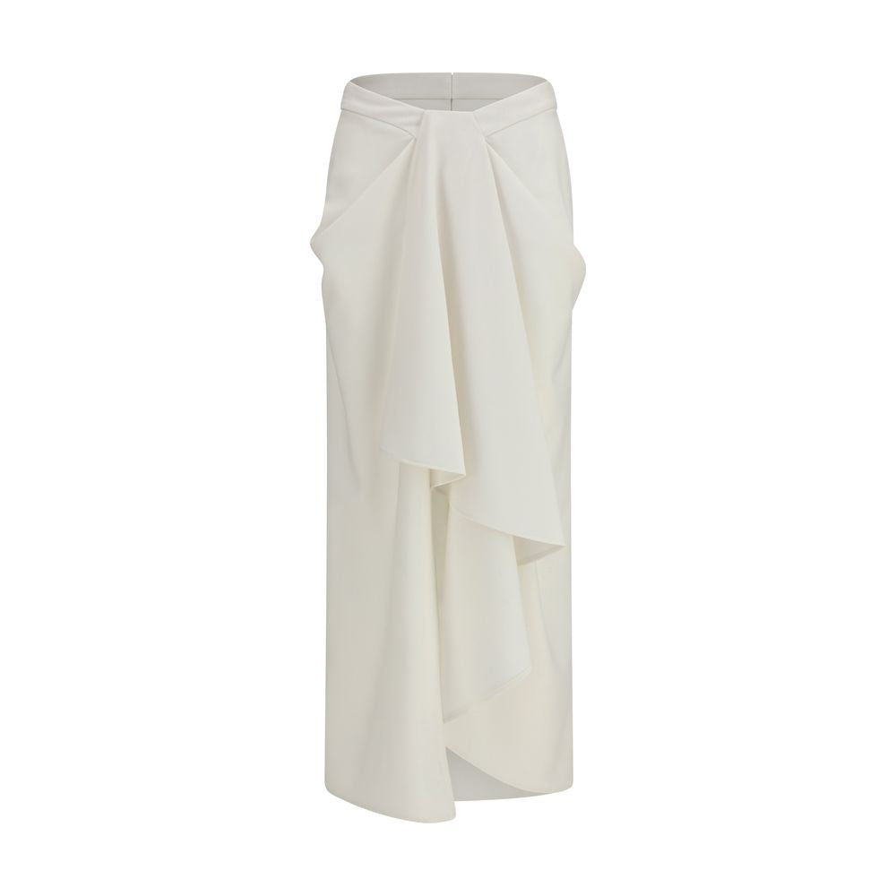 Givenchy White Wool Long Draped Wool and Mohair Skirt