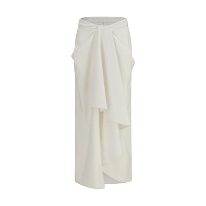 Givenchy White Wool Long Draped Wool and Mohair Skirt
