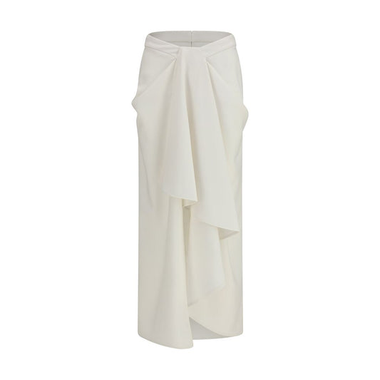 Givenchy White Wool Long Draped Wool and Mohair Skirt