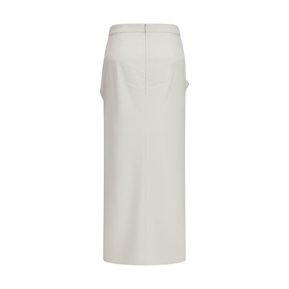 Givenchy White Wool Long Draped Wool and Mohair Skirt