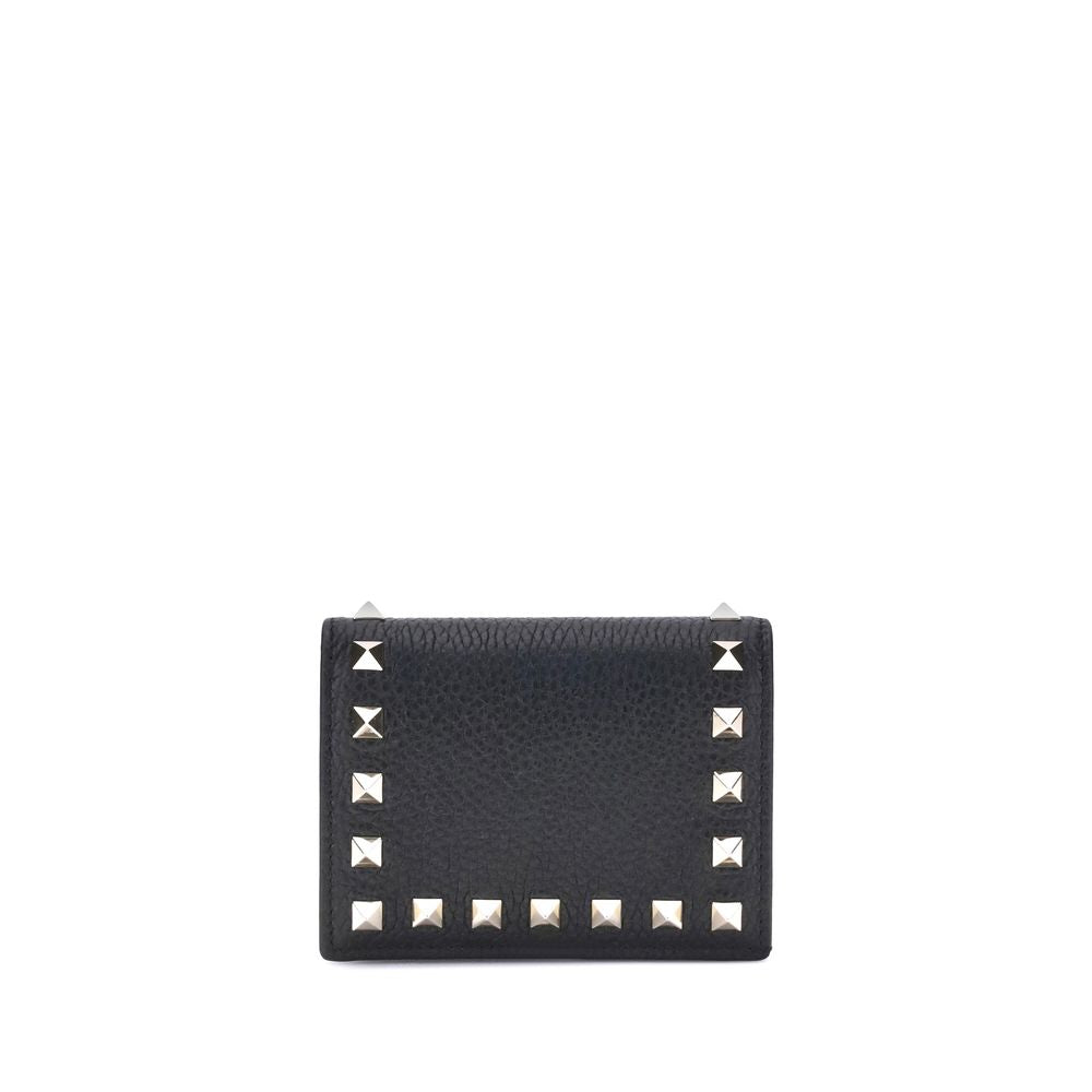 Valentino Garavani Black Rockstud Leather Wallet