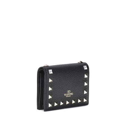 Valentino Garavani Black Rockstud Leather Wallet