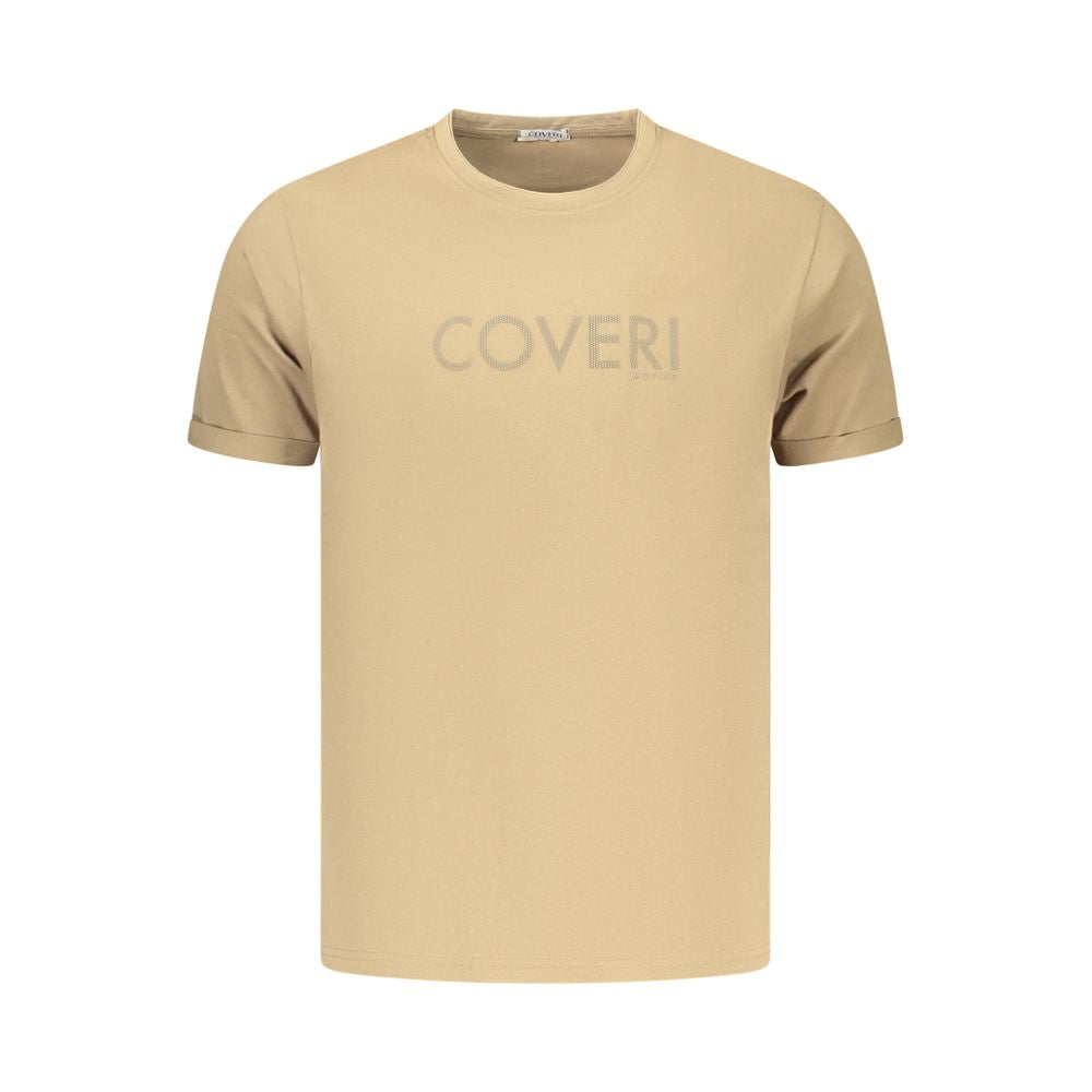 Coveri Moving Brown Cotton Short-Sleeved T-Shirt