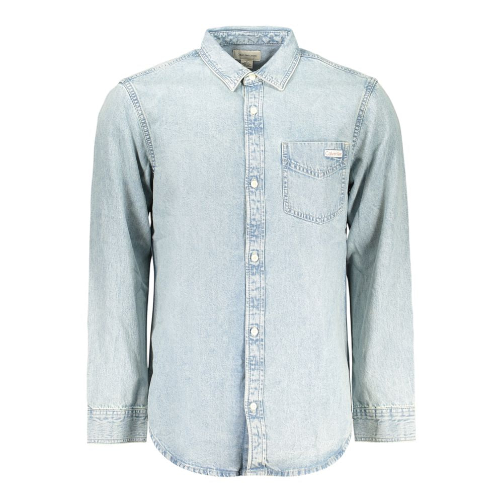 Calvin Klein Azzurro Cotton Mens Shirt - Light Blue, Size M