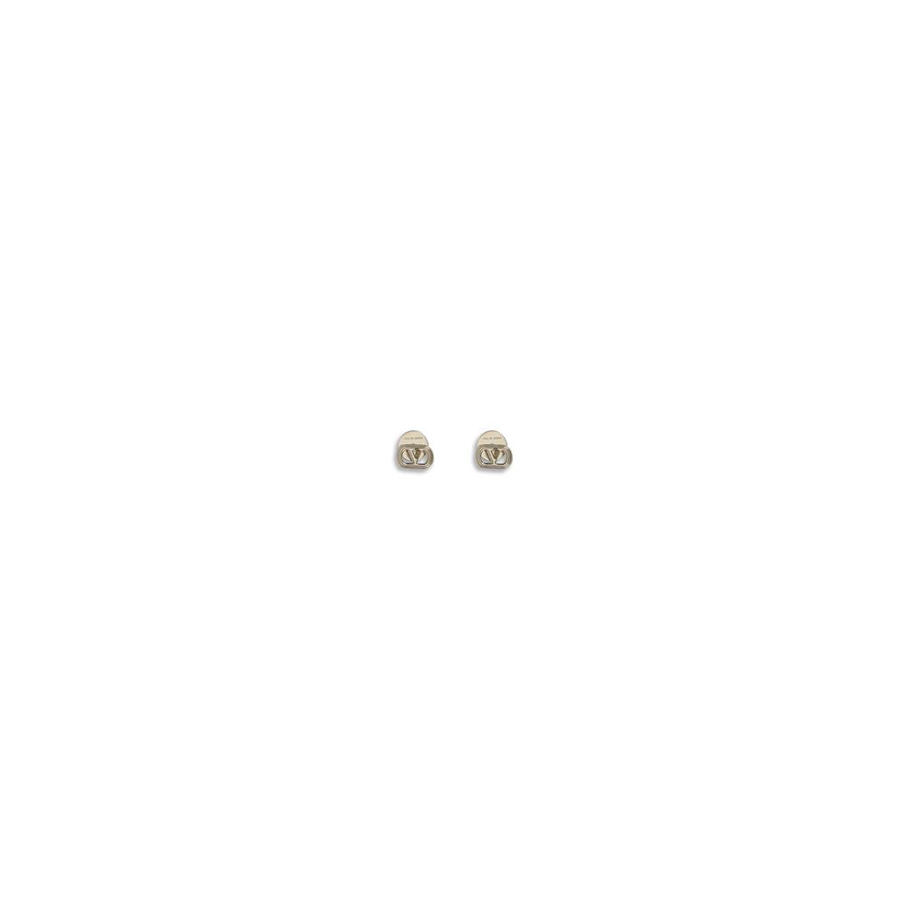 Valentino Garavani Gold Brass Ovalette V-Signature Earrings
