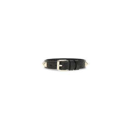 Valentino Garavani Black Rockstud Leather Bracelet