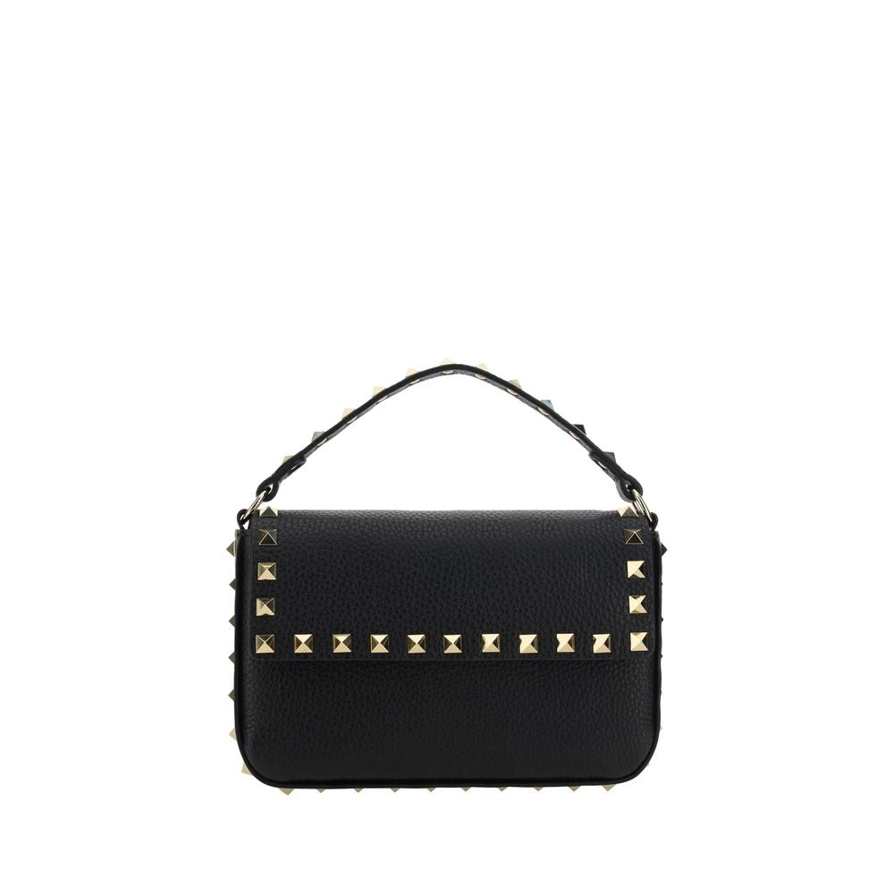 Valentino Garavani Black Calf Leather Rockstud Shoulder Bag