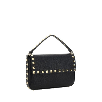 Valentino Garavani Black Calf Leather Rockstud Shoulder Bag
