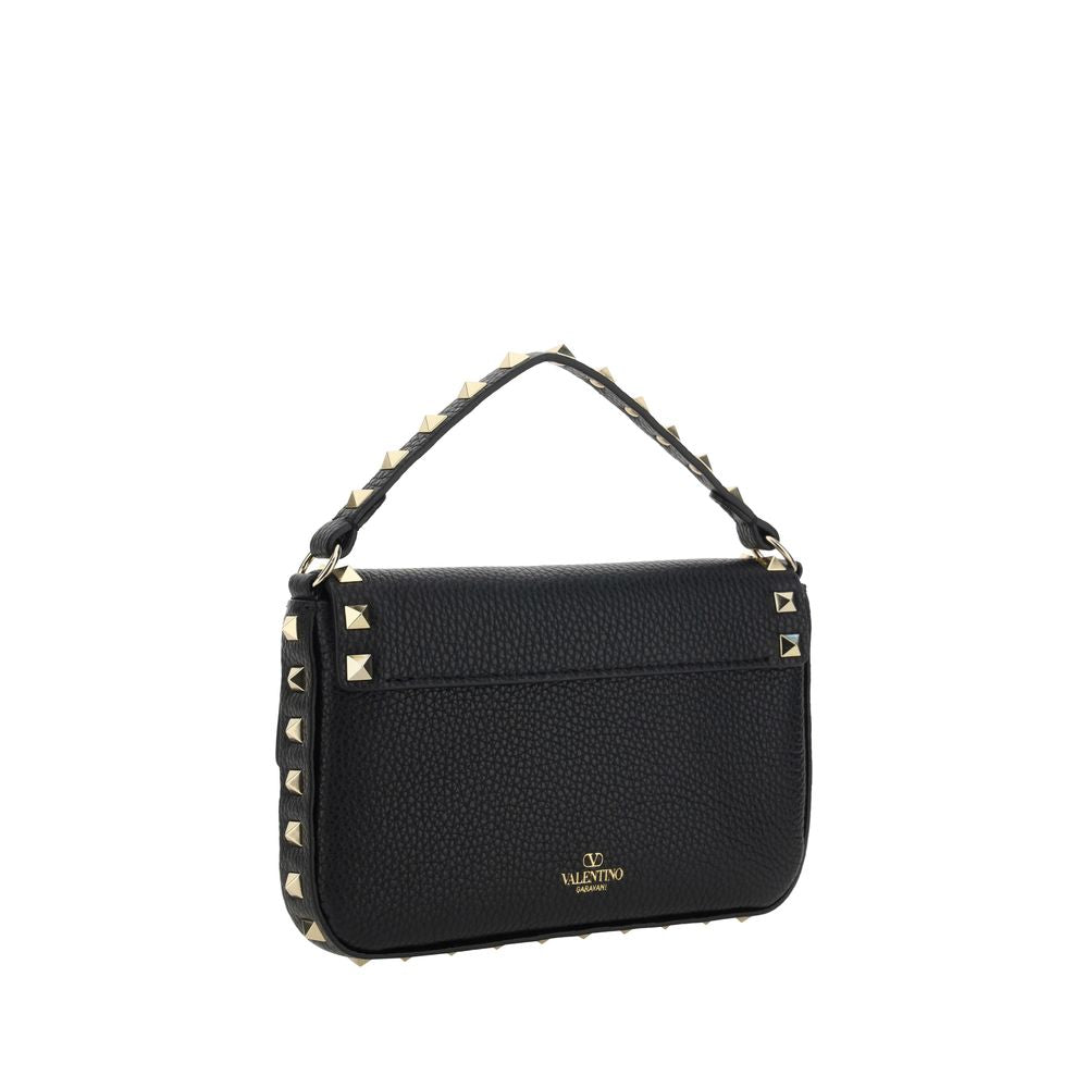 Valentino Garavani Black Calf Leather Rockstud Shoulder Bag