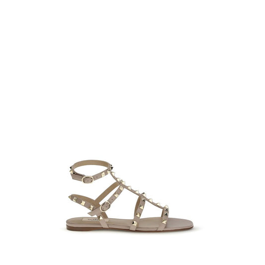 Valentino Garavani Poudre Pink Rockstud Flat Caged Sandals