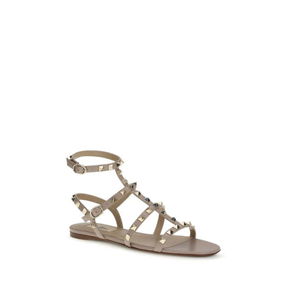 Valentino Garavani Poudre Pink Rockstud Flat Caged Sandals