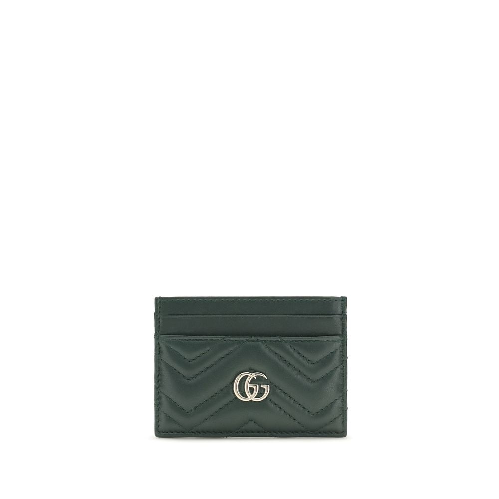 Gucci Green Leather Chevron Cardholder Wallet